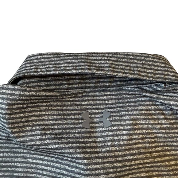 Under Armour Polo Shirt Mens Large Loose Fit HeatGear Gray Striped - Picture 4 of 5